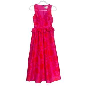 Kate Spade New York Floral Peplum Midi Dress Sleeveless Pockets Size 00 Elegant